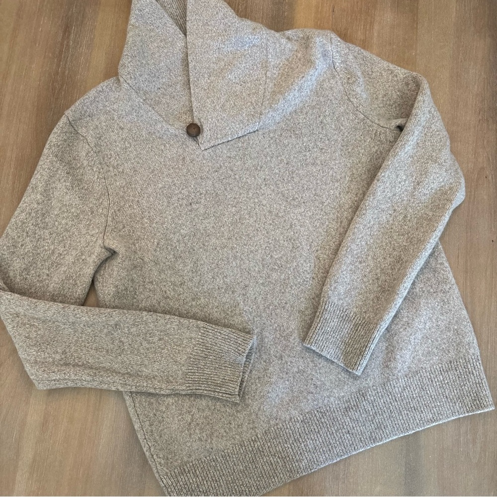 Banana Republic Tan Shawl Collar Italian Merino Wool Sweater